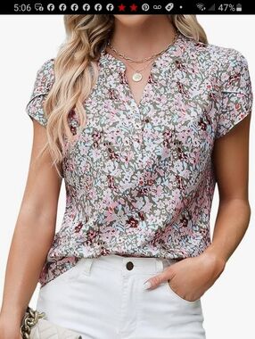 🛍 3 FOR $20 DEAl! Blooming Jelly Floral Pink Multi Print Short Sleeve Blouse